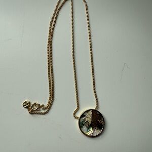 Gorjana Gold Necklace with Feather Pendant